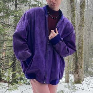 Vintage Suede Jacket - Bright Purple